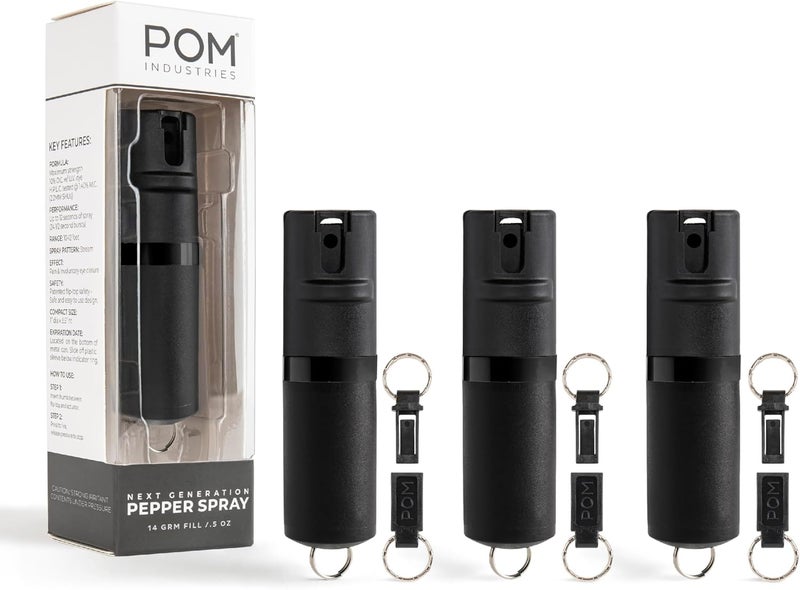 POM Premium Pepper Spray Keychain, Quick Release Access Flip Top Safety, Police Grade OC Formula with UV Marking Dye, 25 Precision Bursts, 10 Foot Effective Range, Made in USA - Image 1